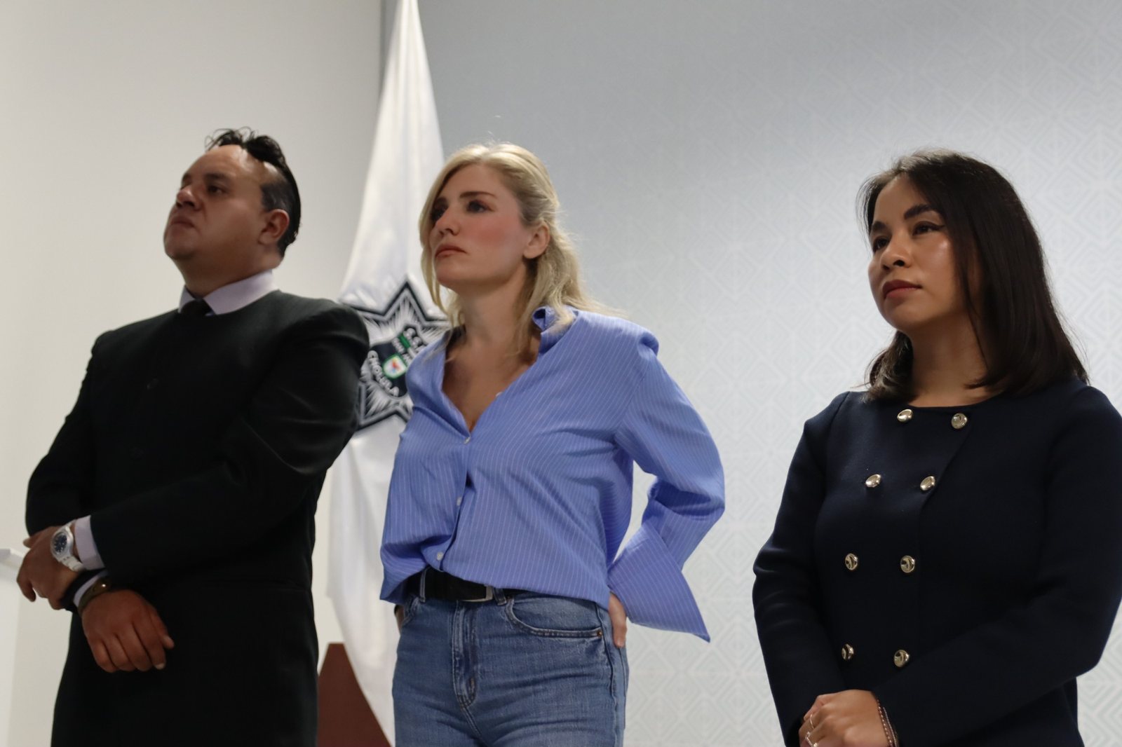 Thaís Armengol con los mandos de la Secretaría de Seguridad Pública y Protección Ciudadana de San Andrés Cholula