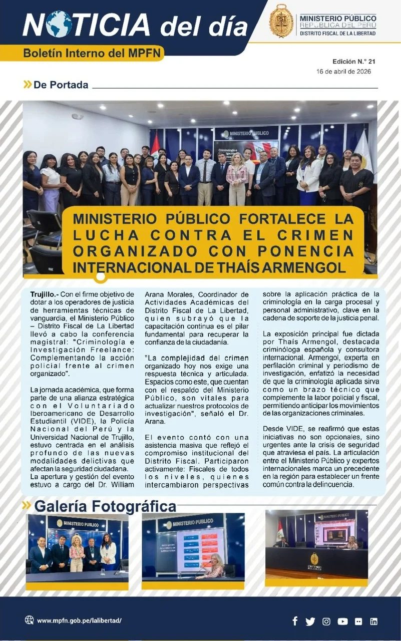 Thaís Armengol impartiendo formación en criminología a la PNP y Fiscalía peruana